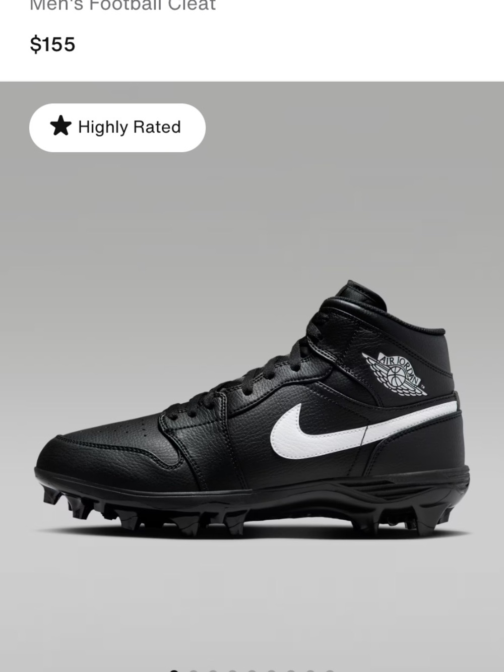 Nike Air Jordan Black and White Mid-Top Football Cleats